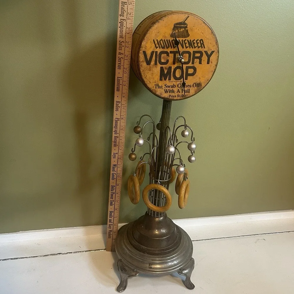 Liquid Veneer Folk Art Clock‎ Works Signed Original OFAK